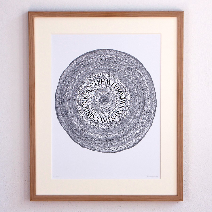 Kalligrafie - "What goes around ..." – limitierter Kunstdruck 30 x 40 cm